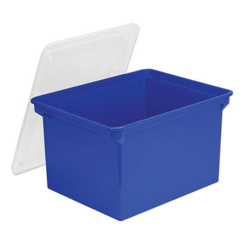 Plastic File Tote, Letter/Legal Files, 18.5" x 14.25" x 10.88", Blue/Clear-(STX61554U01C)