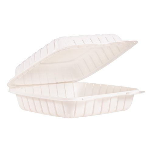 ProPlanet Hinged Lid Containers, Single Compartment, 9 x 8.8 x 3, White, Plastic, 150/Carton-(DCC90MFPPHT1)