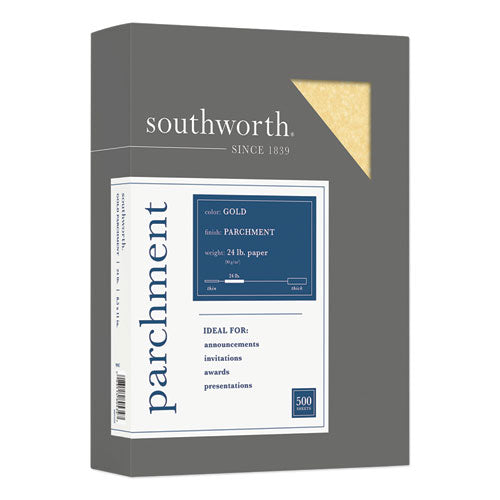 Parchment Specialty Paper, 24 lb Bond Weight, 8.5 x 11, Gold, 500/Ream-(SOU994C)