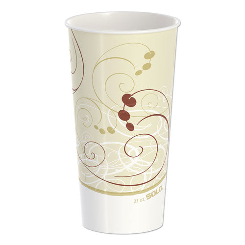 Double Sided Poly Paper Cold Cups, 21 oz, Symphony Design, Tan/Maroon/White, 50/Pack, 20 Packs/Carton-(SCCRNP21PSYM)