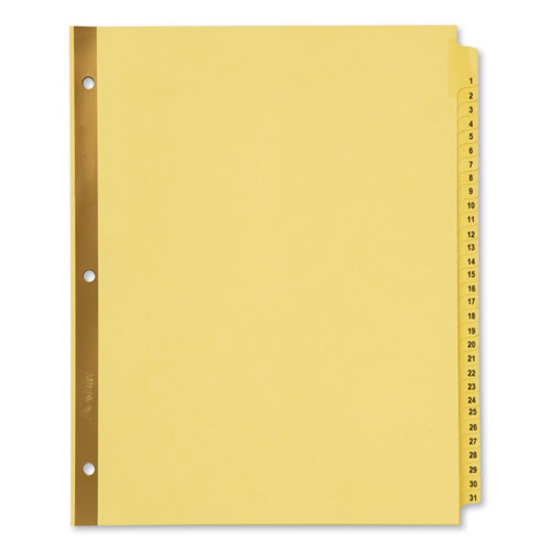 Preprinted Laminated Tab Dividers with Gold Reinforced Binding Edge, 31-Tab, 1 to 31, 11 x 8.5, Buff, 1 Set-(AVE11308)