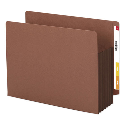 Redrope Drop-Front End Tab File Pockets, Fully Lined Colored Gussets, 5.25" Expansion, Letter Size, Redrope/Brown, 10/Box-(SMD73691)