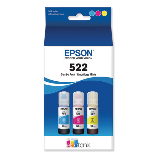 T522520-S (T522) Ultra High-Capacity Ink, Cyan/Magenta/Yellow, 3/Pack-(EPST522520S)