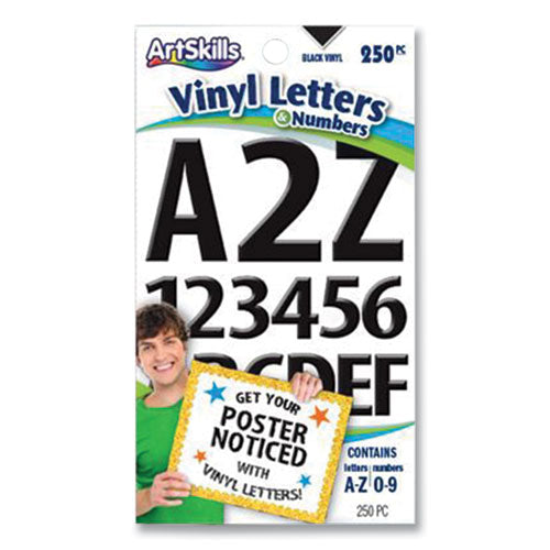 Poster and Bulletin Board Vinyl Letters and Numbers, Black, 1" and 2"h, 250/Pack-(ASKPA1349)