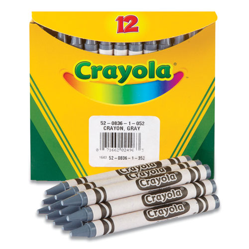 Bulkl Crayons, Gray, 12/Box-(CYO520836052)