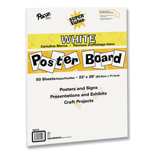 Super Value Posterboard, 22 x 28, White, 50/Carton-(PAC76510)