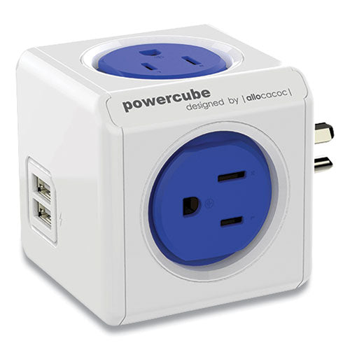 PowerCube Original USB, 4 AC Outlets/2 USB Ports, 175 J, Blue/White-(PCU4220BLUSOUPC)