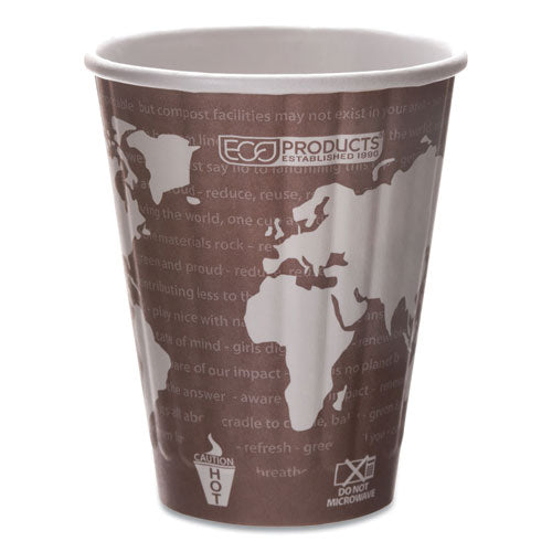 World Art Renewable and Compostable Insulated Hot Cups, PLA, 8 oz, 40/Pack, 20 Packs/Carton-(ECOEPBNHC8WD)