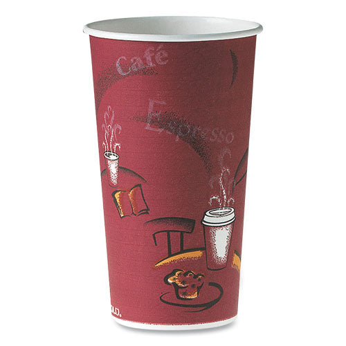 Single-Sided Poly Paper Hot Cups, 20 oz, Bistro Design, 600/Carton-(SCC420SI)