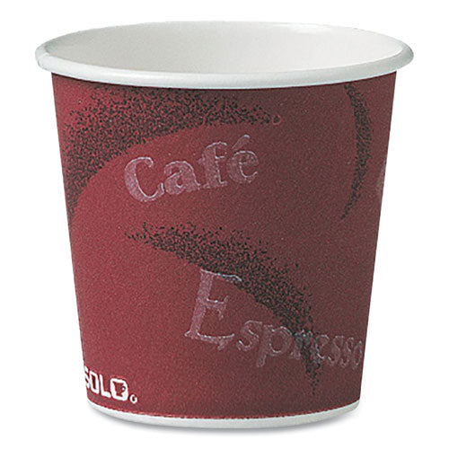 Single-Sided Poly Paper Hot Cups, 4 oz, Bistro Design, 50/Pack, 20 Pack/Carton-(SCC374SI)