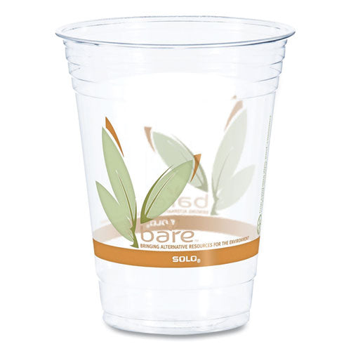 Bare Eco-Forward RPET Cold Cups, 16 oz to 18 oz, Leaf Design, Clear, 50/Pack, 20 Packs/Carton-(DCCRTP16DBARECT)