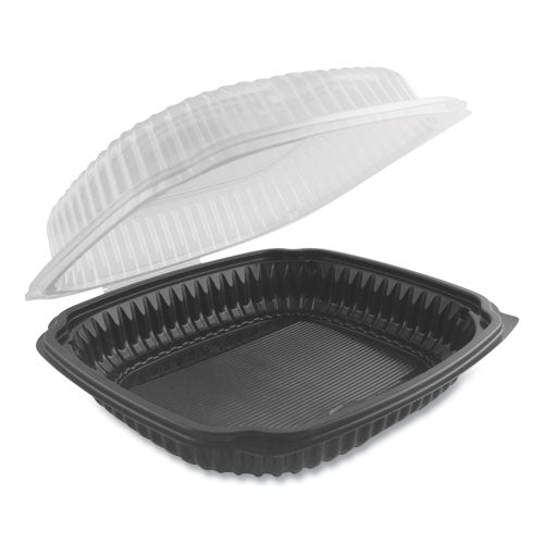 Culinary Lites Microwavable Container, 39 oz, 9 x 9 x 3.01, Clear/Black, Plastic, 100/Carton-(ANZ4699911)