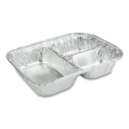 3-Compartment Oblong Aluminum Foil Container, 23 oz, 6.56 x 8.69 x 1.81, Silver, 500/Carton-(DPK2103050X)