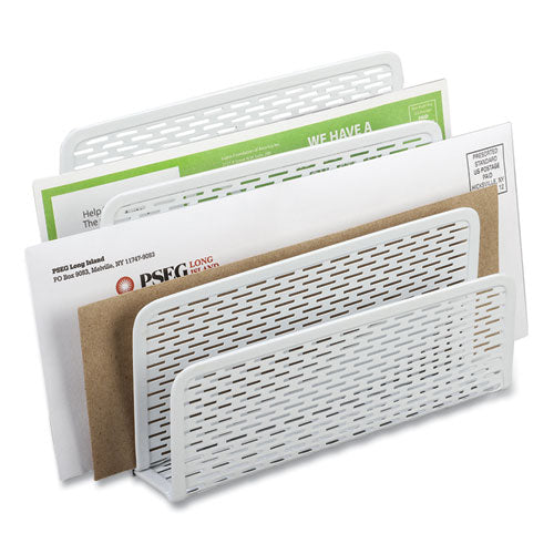 Urban Collection Punched Metal Letter Sorter, 3 Sections, DL to A6 Size Files, 6.5" x 3.25" x 5.5", White-(AOPART20003WH)