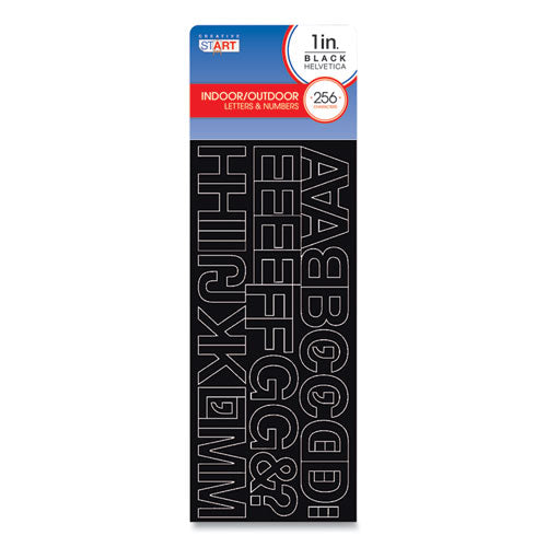 Letters, Numbers and Symbols, Adhesive, Black with White Outline, 1"h ,256 Characters-(MKG098135)