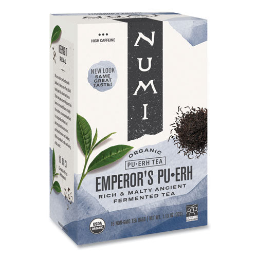 Organic Teas and Teasans, 0.125 oz, Emperors Puerh, 16/Box-(NUM10350)