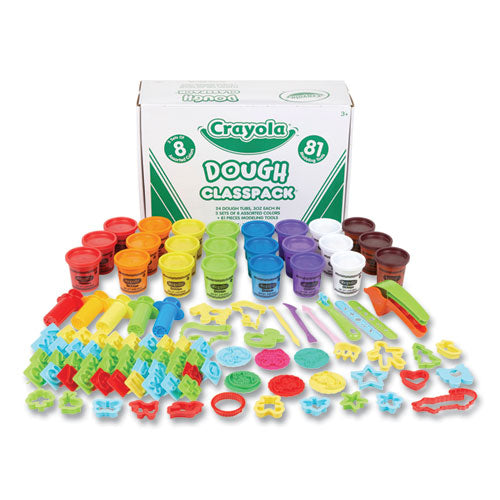 Dough Classpack, 3 oz, 8 Assorted Colors with 81 Modeling Tools-(CYO570172)