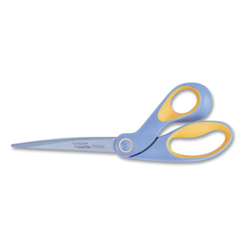 ExtremEdge Titanium Bent Scissors, 9" Long, 4.5" Cut Length, Gray/Yellow Offset Handle-(ACM14669)