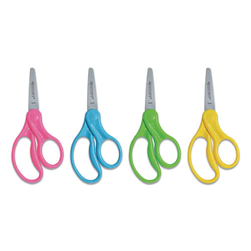 For Kids Scissors, Pointed Tip, 5" Long, 1.75" Cut Length, Randomly Assorted Straight Handles-(ACM13131)