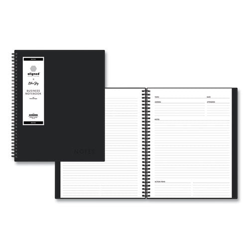 Aligned Business Notebook, 1-Subject, Meeting-Minutes/Notes Format with Narrow Rule, Black Cover, (78) 11 x 8.5 Sheets-(BLS121454)