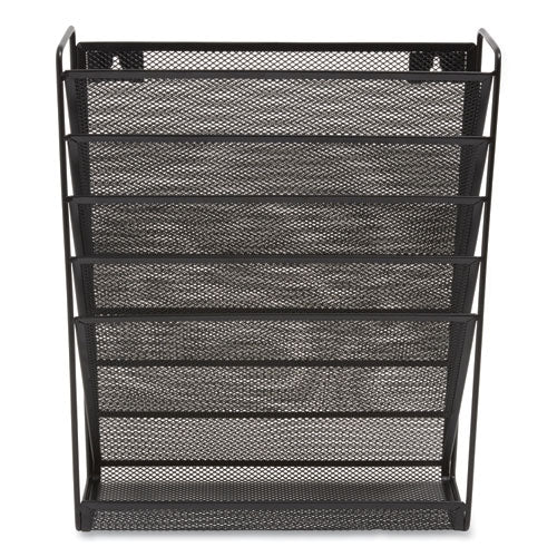 Wire Mesh Incline Sorter, Enclosed Design, 5 Sections, Letter-Size, 13.38 x 4.52 x 16.45, Matte Black-(TUD24402475)