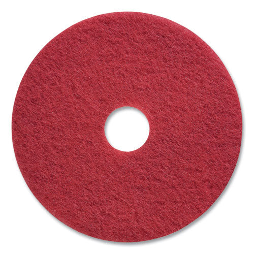 Buffing Floor Pads, 17" Diameter, Red, 5/Carton-(CWZ663604)