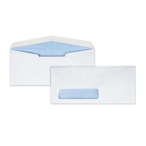 Security Tint Window Envelope, #10, Bankers Flap, Gummed Closure, 4.13 x 9.5, White, 500/Box-(QUA21412)