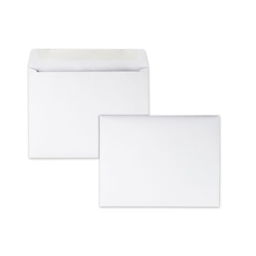 Open-Side Booklet Envelope, #10 1/2, Hub Flap, Gummed Closure, 9 x 12, White, 100/Box-(QUA37693)