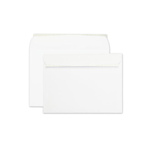 Open-Side Booklet Envelope, #10 1/2, Cheese Blade Flap, Redi-Strip Adhesive Closure, 9 x 12, White, 100/Box-(QUA44580)