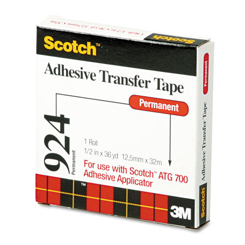 ATG Adhesive Transfer Tape, Permanent, Holds Up to 0.5 lbs, 0.5" x 36 yds, Clear-(MMM92412)