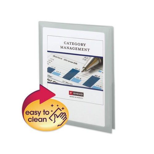 Frame View Poly Two-Pocket Folder, 100-Sheet Capacity, 11 x 8.5, Clear/Oyster, 5/Pack-(SMD87706)