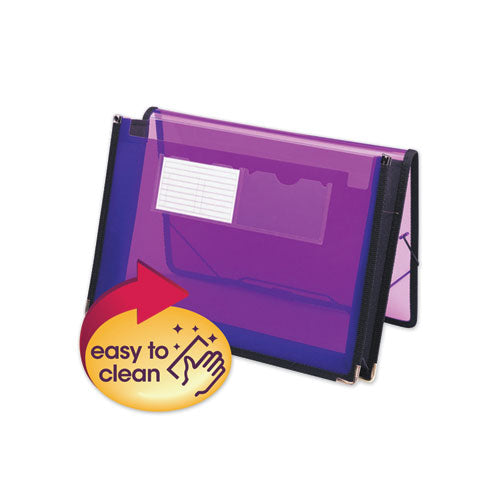 Poly Wallets, 2.25" Expansion, 1 Section, Elastic Cord Closure, Letter Size, Translucent Purple-(SMD71952)