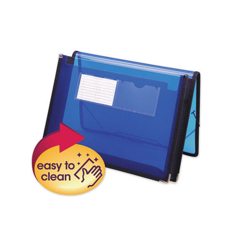 Poly Wallets, 2.25" Expansion, 1 Section, Elastic Cord Closure, Letter Size, Translucent Blue-(SMD71953)