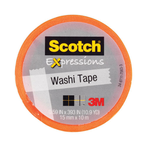 Expressions Washi Tape, 1.25" Core, 0.59" x 32.75 ft, Orange-(MMM70005188787)