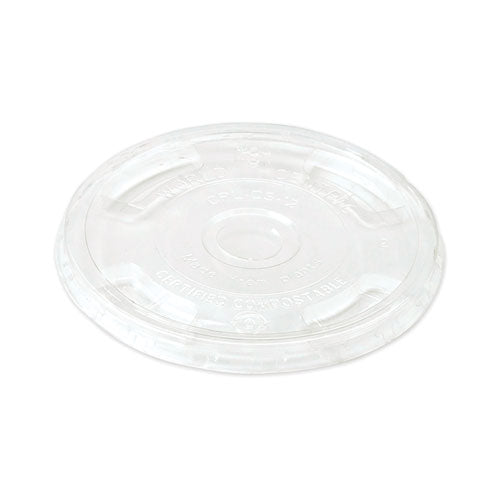 PLA Clear Cold Cup Lids, Flat Lid, Fits 9 oz to 24 oz Cups, 1,000/Carton-(WORCPLCS12)