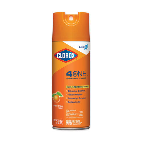 4-in-One Disinfectant and Sanitizer, Citrus, 14 oz Aerosol Spray-(CLO31043)