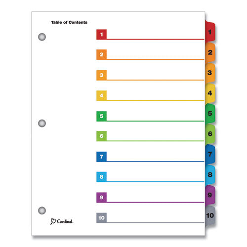 OneStep Printable Table of Contents and Dividers, 10-Tab, 1 to 10, 11 x 8.5, White, Assorted Tabs, 1 Set-(CRD61018)