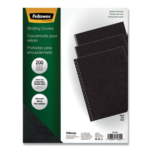 Executive Leather-Like Presentation Cover, Black, 11 x 8.5, Unpunched, 200/Pack-(FEL5229101)