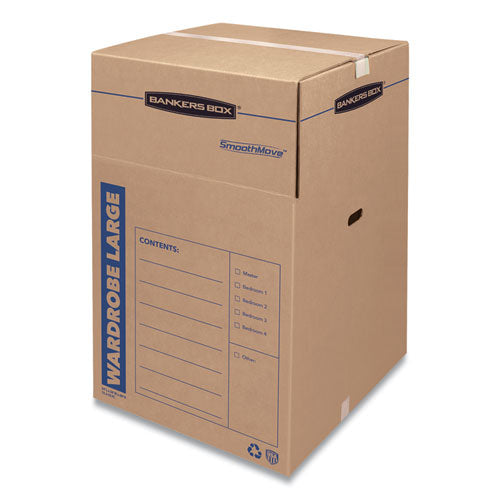 SmoothMove Wardrobe Box, Regular Slotted Container (RSC), 24" x 24" x 40", Brown/Blue, 3/Carton-(FEL7711001)