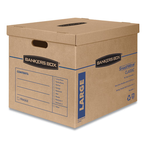 SmoothMove Classic Moving/Storage Boxes, Half Slotted Container (HSC), Large, 17" x 21" x 17", Brown/Blue, 5/Carton-(FEL7718201)