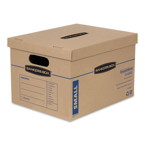 SmoothMove Classic Moving/Storage Boxes, Half Slotted Container (HSC), Small, 12" x 15" x 10", Brown/Blue, 15/Carton-(FEL7714209)