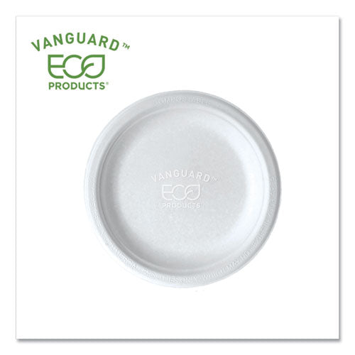 Vanguard Renewable and Compostable Sugarcane Plates, 6" dia, White, 1,000/Carton-(ECOEPP016NFA)