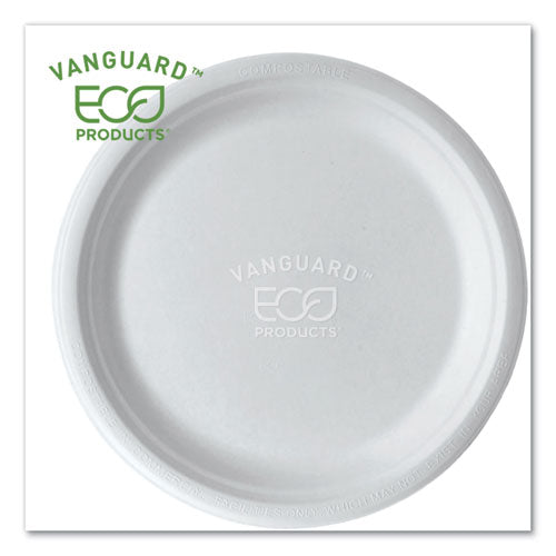 Vanguard Renewable and Compostable Sugarcane Plates, 10" dia, White, 500/Carton-(ECOEPP005NFA)