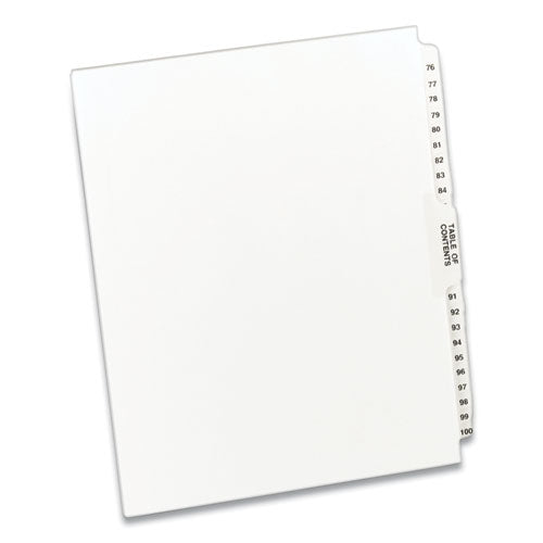 Preprinted Legal Exhibit Side Tab Index Dividers, Avery Style, 26-Tab, 76 to 100, 11 x 8.5, White, 1 Set-(AVE11397)