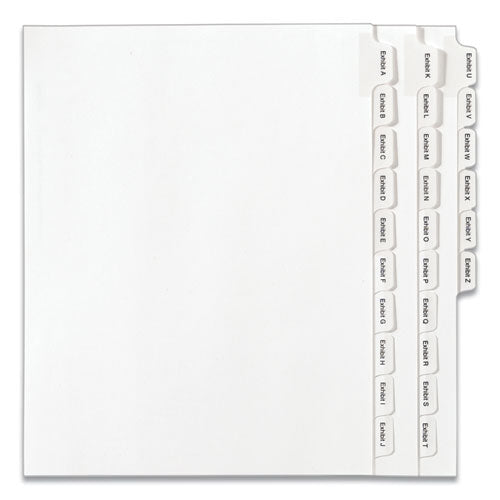 Preprinted Legal Exhibit Side Tab Index Dividers, Allstate Style, 26-Tab, Exhibit A to Exhibit Z, 11 x 8.5, White, 1 Set-(AVE82105)