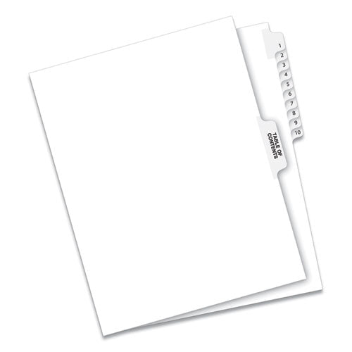 Preprinted Legal Exhibit Side Tab Index Dividers, Avery Style, 11-Tab, 1 to 10, 11 x 8.5, White, 1 Set-(AVE11381)