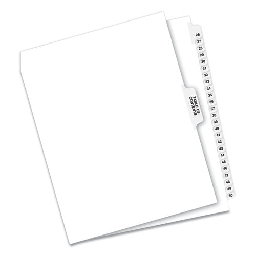 Preprinted Legal Exhibit Side Tab Index Dividers, Avery Style, 26-Tab, 26 to 50, 11 x 8.5, White, 1 Set-(AVE11372)