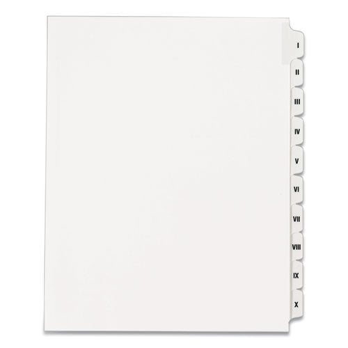 Preprinted Legal Exhibit Side Tab Index Dividers, Allstate Style, 10-Tab, I to X, 11 x 8.5, White, 1 Set-(AVE82319)