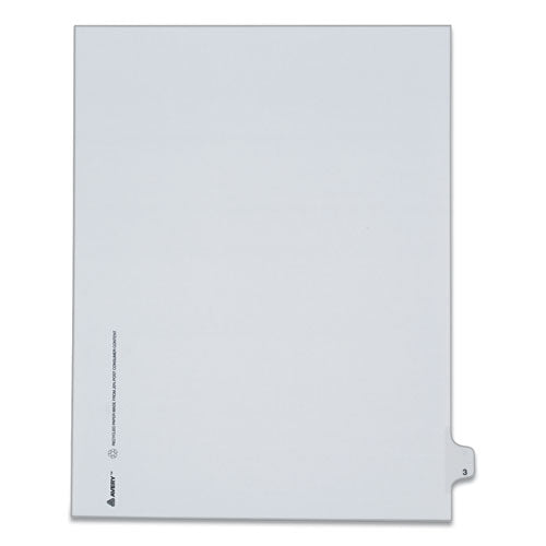 Preprinted Legal Exhibit Side Tab Index Dividers, Allstate Style, 10-Tab, 3, 11 x 8.5, White, 25/Pack-(AVE82201)