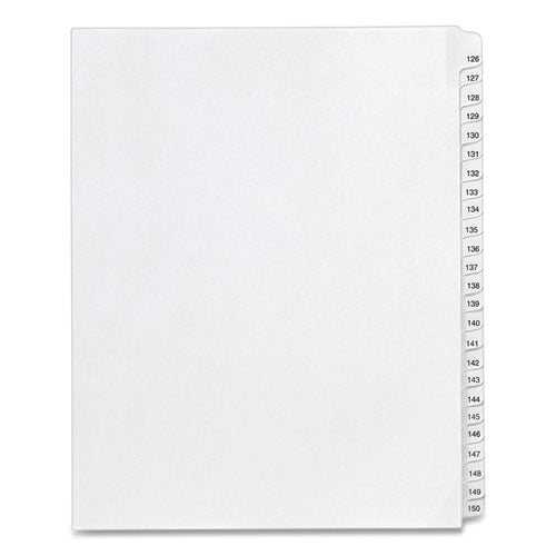 Preprinted Legal Exhibit Side Tab Index Dividers, Allstate Style, 25-Tab, 126 to 150, 11 x 8.5, White, 1 Set, (1706)-(AVE01706)